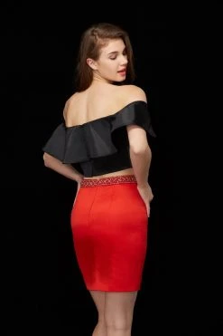 Cocktail Dresses Angela & Alison - 72045 Two-Piece Off-Shoulder Short Dress