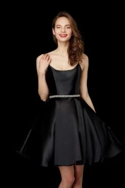 Angela & Alison - 72048 Scoop Beaded Waist A Line Cocktail Dress Cocktail Dresses