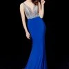 Angela & Alison - 72061 Plunging Neck Beaded Mermaid Gown Formal Gowns