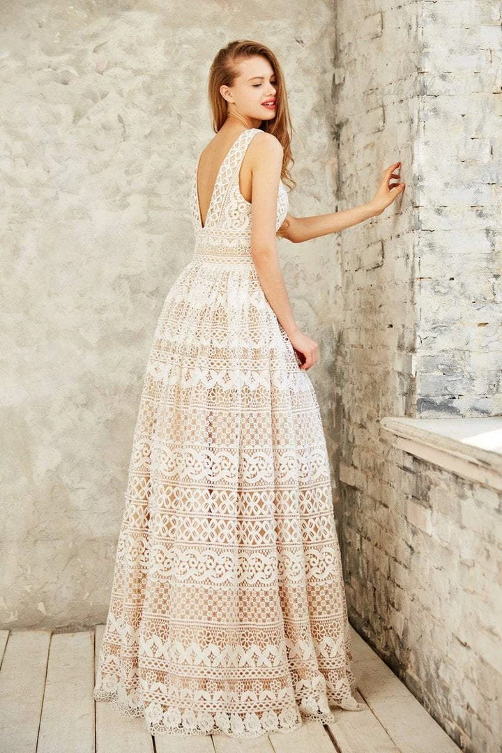 Angela & Alison - 771004 Sophisticated V-Neck Laced Ball Gown Formal Gowns 4 Angela & Alison - 771004 Sophisticated V-Neck Laced Ball Gown Formal Gowns