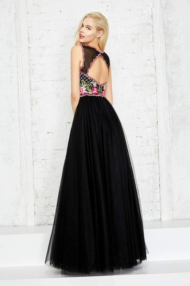 Angela & Alison - 771011 Sleeveless Bateau Floral Applique Long Gown 4 Angela & Alison - 771011 Sleeveless Bateau Floral Applique Long Gown