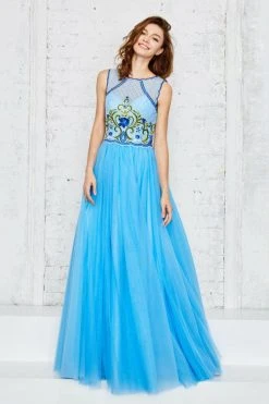 Angela & Alison - 771011 Sleeveless Bateau Floral Applique Long Gown 7 Angela & Alison - 771011 Sleeveless Bateau Floral Applique Long Gown
