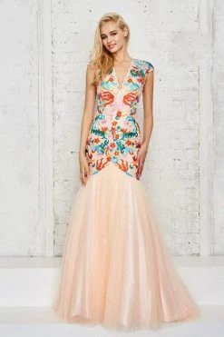 Angela & Alison - 771041 Fitted Body Tulle Mermaid Gown