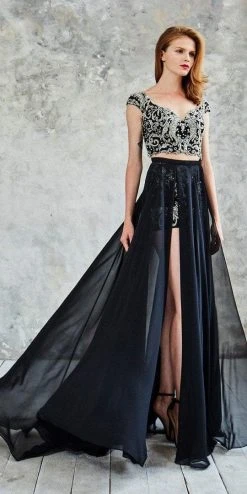 Formal Gowns Angela & Alison - 771049 Two Piece V-Neck Romper