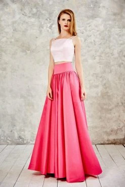 Formal Gowns Angela & Alison - 771078 Lustrous Two Piece Long Pleated Evening Gown