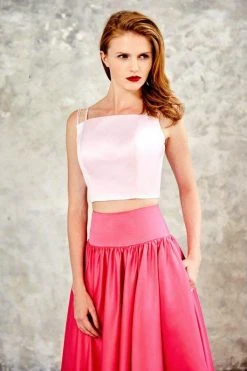 Formal Gowns Angela & Alison - 771078 Lustrous Two Piece Long Pleated Evening Gown