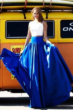 Formal Gowns Angela & Alison - 771078 Lustrous Two Piece Long Pleated Evening Gown