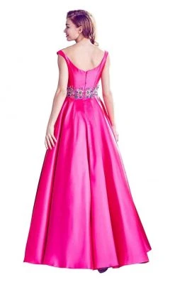 Formal Gowns Angela & Alison - 771081 Radiant Bateau A-Line Long Evening Gown 10 Formal Gowns Angela & Alison - 771081 Radiant Bateau A-Line Long Evening Gown