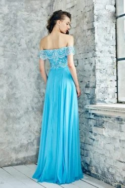 Formal Gowns Angela & Alison - 771104 Lace Off The Shoulder Two-Piece Dress