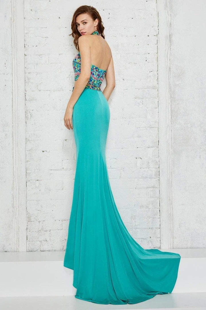 Formal Gowns Angela & Alison - 771124 Floral Embroidered Halter Two-piece Dress 5 Formal Gowns Angela & Alison - 771124 Floral Embroidered Halter Two-piece Dress