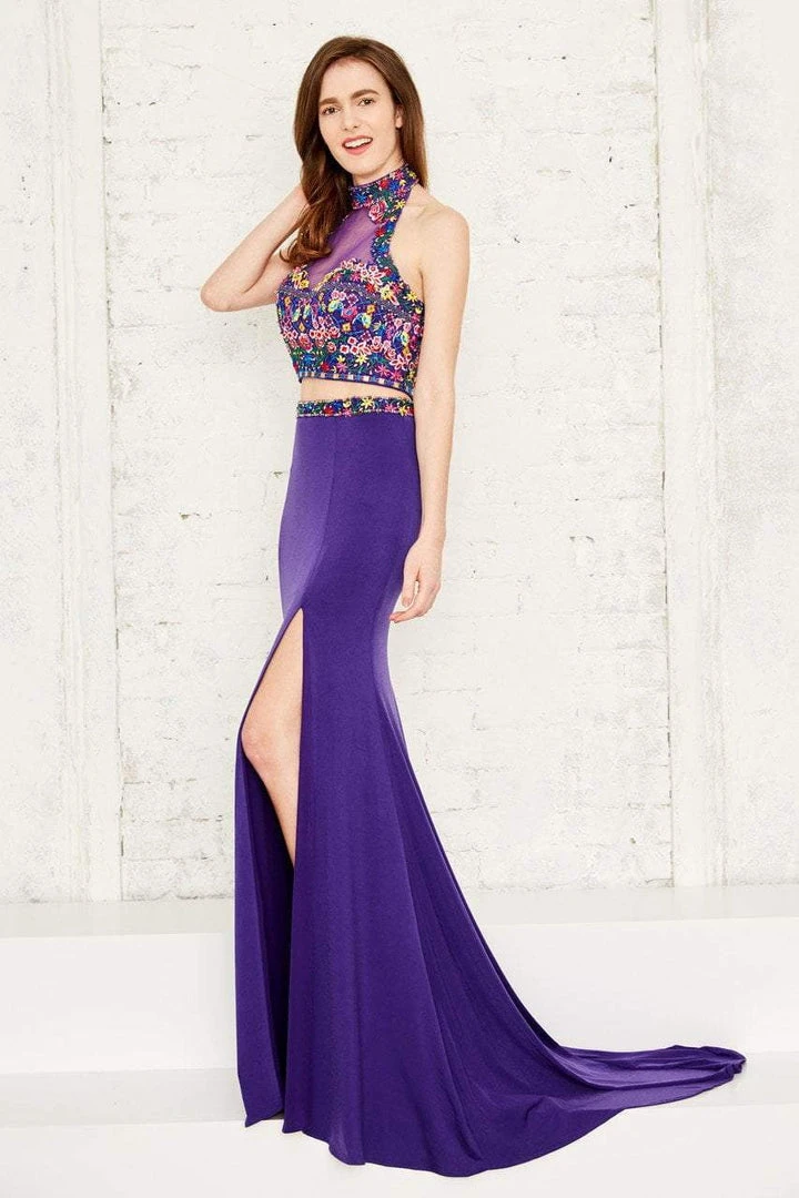 Formal Gowns Angela & Alison - 771124 Floral Embroidered Halter Two-piece Dress 3 Formal Gowns Angela & Alison - 771124 Floral Embroidered Halter Two-piece Dress