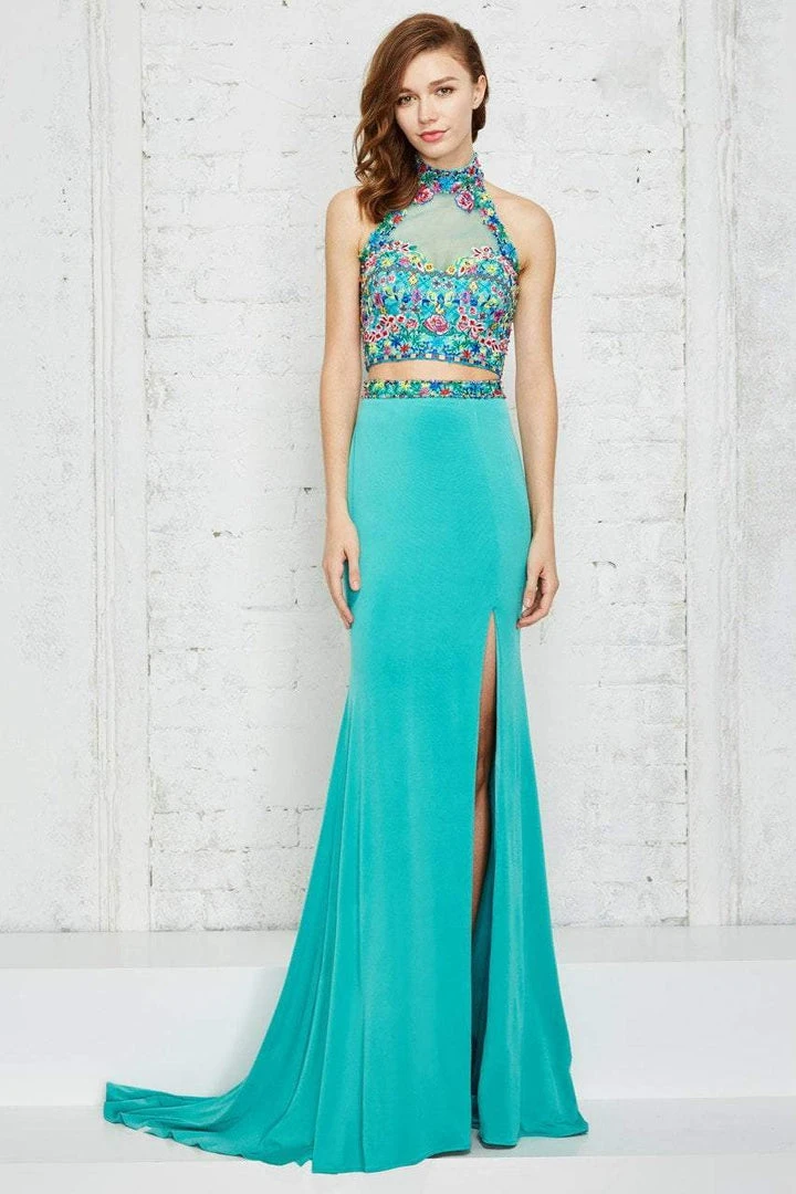 Formal Gowns Angela & Alison - 771124 Floral Embroidered Halter Two-piece Dress 4 Formal Gowns Angela & Alison - 771124 Floral Embroidered Halter Two-piece Dress