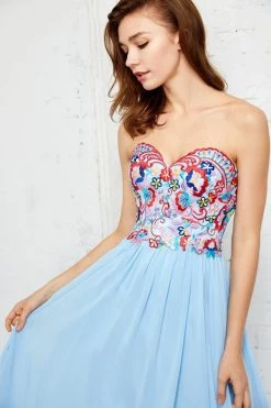 Formal Gowns Angela & Alison - 771130 Strapless Embroidered Sweetheart Chiffon Dress