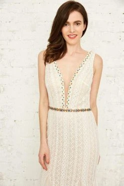 Angela & Alison - 771142 Laced And Beaded Deep V Neck Fit And Flare Gown Formal Gowns 7 Angela & Alison - 771142 Laced And Beaded Deep V Neck Fit And Flare Gown Formal Gowns