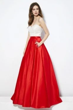 Angela & Alison - 81001 Strapless Bead Festooned Lustrous Ballgown