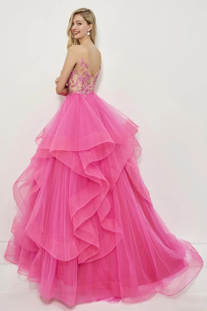 Angela & Alison - 81004 Cap Sleeve Low Floral Embroidered Ballgown Formal Gowns 4 Angela & Alison - 81004 Cap Sleeve Low Floral Embroidered Ballgown Formal Gowns