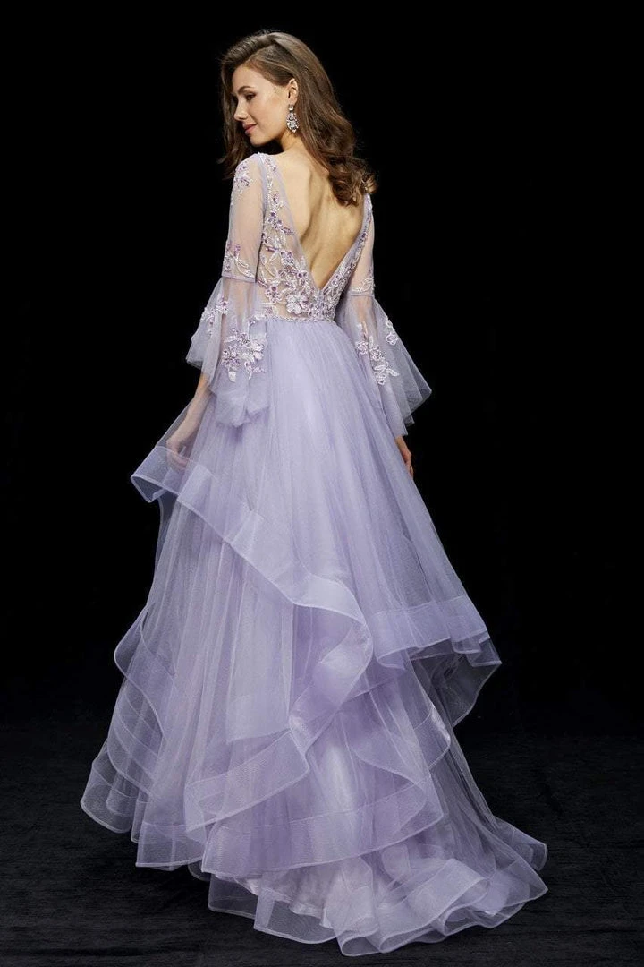 Angela & Alison - 81011 Quarter Sleeve Flounce Illusion Ballgown 6 Angela & Alison - 81011 Quarter Sleeve Flounce Illusion Ballgown