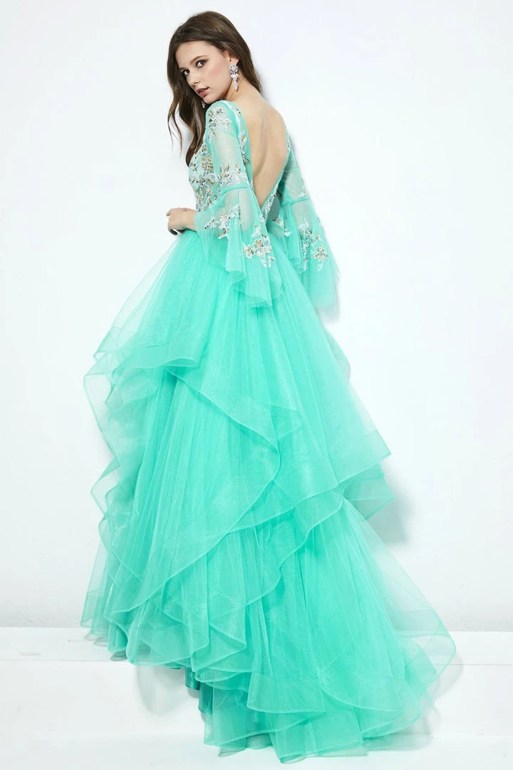 Angela & Alison - 81011 Quarter Sleeve Flounce Illusion Ballgown 9 Angela & Alison - 81011 Quarter Sleeve Flounce Illusion Ballgown