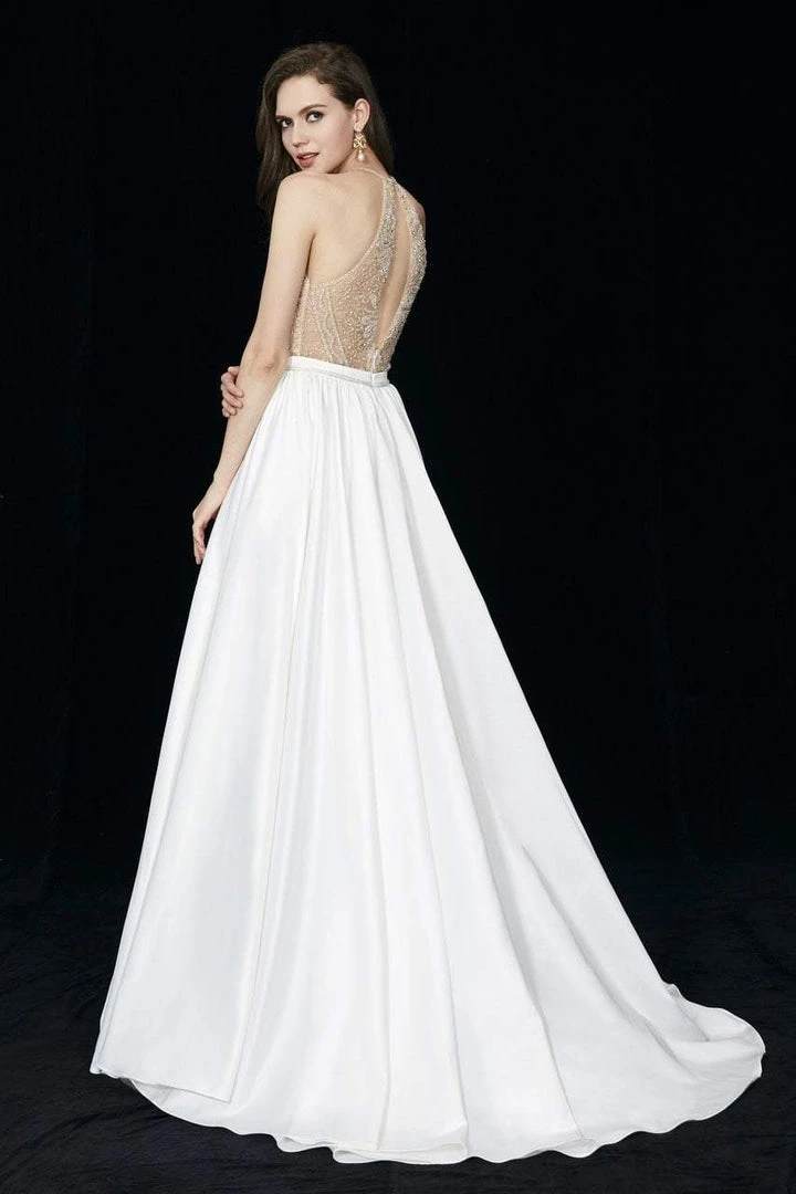 Angela & Alison - 81015 Ornate Illusion High Halter High Slit Gown 9 Angela & Alison - 81015 Ornate Illusion High Halter High Slit Gown