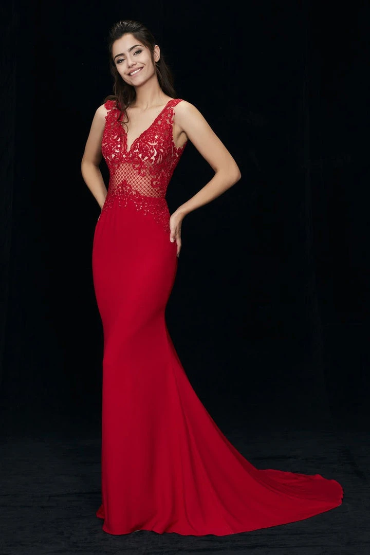 Angela & Alison - 81017 Sleeveless Embroidered Illusion Sheath Gown 6 Angela & Alison - 81017 Sleeveless Embroidered Illusion Sheath Gown