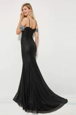 Angela & Alison - 81021 Bejeweled Off Shoulder Glitter Sheath Gown Formal Gowns 8 Angela & Alison - 81021 Bejeweled Off Shoulder Glitter Sheath Gown Formal Gowns
