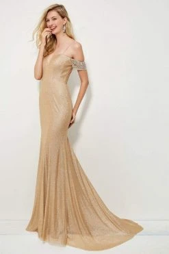 Angela & Alison - 81021 Bejeweled Off Shoulder Glitter Sheath Gown Formal Gowns 9 Angela & Alison - 81021 Bejeweled Off Shoulder Glitter Sheath Gown Formal Gowns