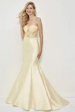 Angela & Alison - 81028 Sheer Strapless Mermaid Gown