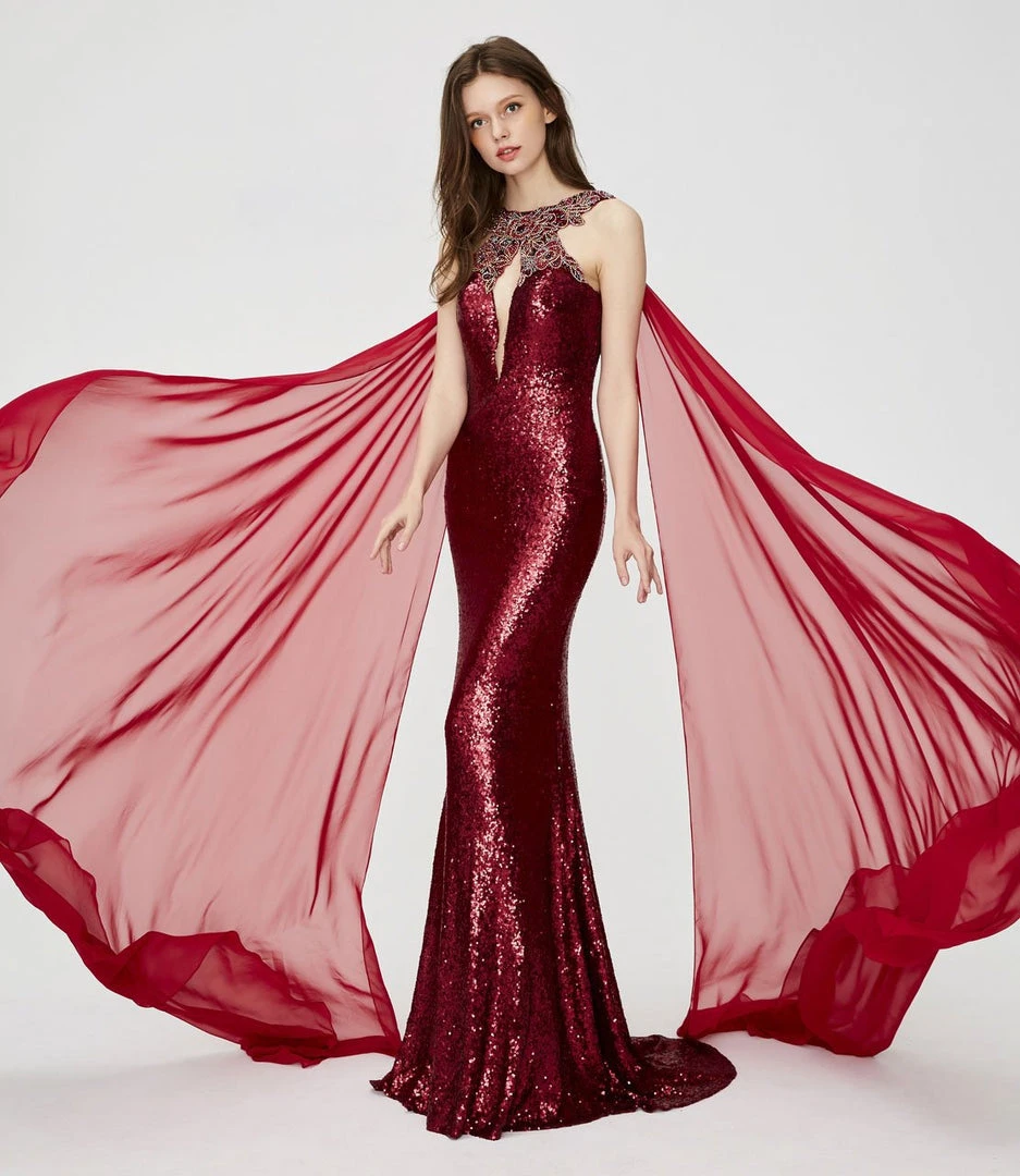 Angela & Alison - 81029 Embellished Fitted Cape Evening Gown Formal Gowns 7 Angela & Alison - 81029 Embellished Fitted Cape Evening Gown Formal Gowns
