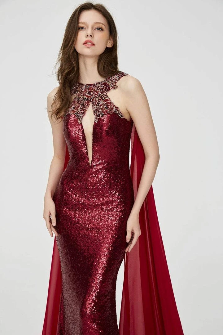 Angela & Alison - 81029 Embellished Fitted Cape Evening Gown Formal Gowns 8 Angela & Alison - 81029 Embellished Fitted Cape Evening Gown Formal Gowns