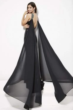Angela & Alison - 81029 Embellished Fitted Cape Evening Gown Formal Gowns