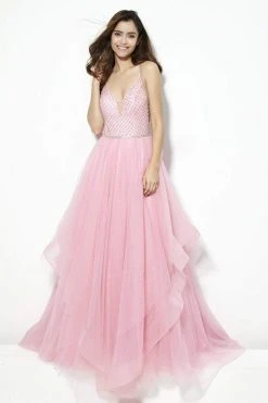 Angela & Alison - 81035 Lattice Plunging Pleated Evening Gown Formal Gowns 13 Angela & Alison - 81035 Lattice Plunging Pleated Evening Gown Formal Gowns