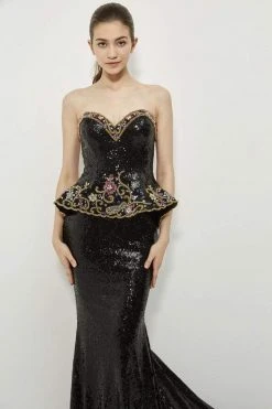 Formal Gowns Angela & Alison - 81052 Strapless Peplum Evening Gown