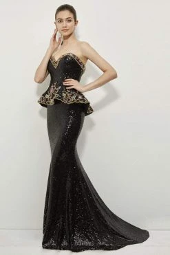 Formal Gowns Angela & Alison - 81052 Strapless Peplum Evening Gown