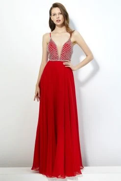 Formal Gowns Angela & Alison - 81053 Bedazzled Deep V-neck A-line Dress 9 Formal Gowns Angela & Alison - 81053 Bedazzled Deep V-neck A-line Dress