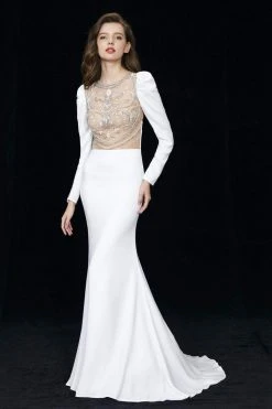 Angela & Alison - 81056 Embellished Jewel Trumpet Dress