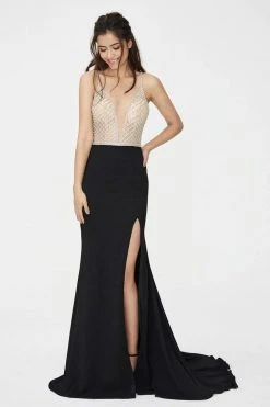 Formal Gowns Angela & Alison - 81060 Bejeweled Deep V-neck Sheath Dress 11 Formal Gowns Angela & Alison - 81060 Bejeweled Deep V-neck Sheath Dress