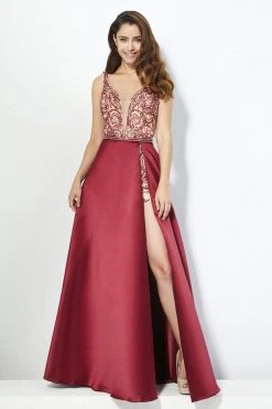 Angela & Alison - 81063 Beaded Deep V-neck Romper With Overskirt Formal Gowns 12 Angela & Alison - 81063 Beaded Deep V-neck Romper With Overskirt Formal Gowns