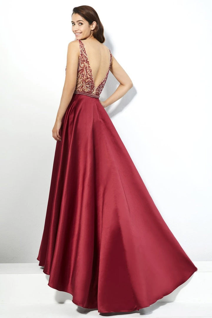 Angela & Alison - 81063 Beaded Deep V-neck Romper With Overskirt Formal Gowns 6 Angela & Alison - 81063 Beaded Deep V-neck Romper With Overskirt Formal Gowns