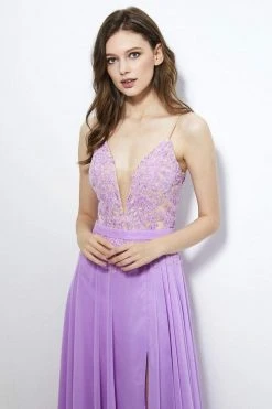 Formal Gowns Angela & Alison - 81066 Lace Deep V-neck A-line Dress 9 Formal Gowns Angela & Alison - 81066 Lace Deep V-neck A-line Dress