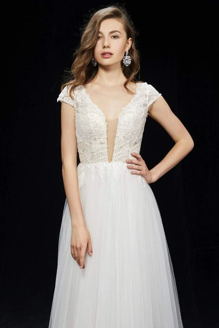 Formal Gowns Angela & Alison - 81069 Deep V-neck A-line Dress 6 Formal Gowns Angela & Alison - 81069 Deep V-neck A-line Dress