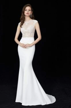 Angela & Alison - 81076 Embellished Illusion Jewel Trumpet Dress Formal Gowns