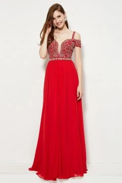 Formal Gowns Angela & Alison - 81081 Embellished Deep V-neck A-line Dress