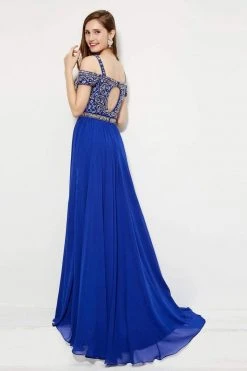 Formal Gowns Angela & Alison - 81081 Embellished Deep V-neck A-line Dress
