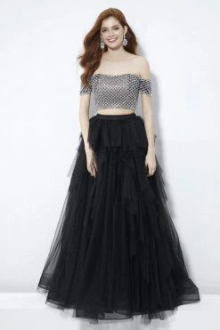 Angela & Alison - 81082 Bedazzled Two Piece Off Shoulder Dress 8 Angela & Alison - 81082 Bedazzled Two Piece Off Shoulder Dress