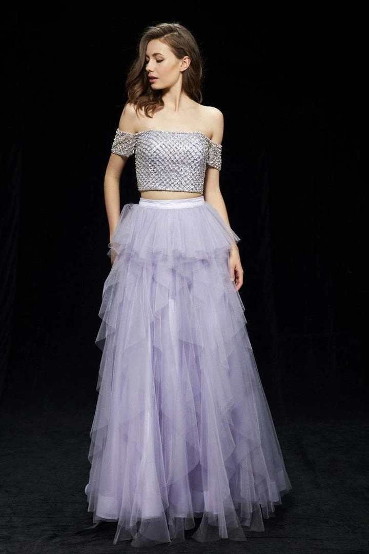 Angela & Alison - 81082 Bedazzled Two Piece Off Shoulder Dress 3 Angela & Alison - 81082 Bedazzled Two Piece Off Shoulder Dress