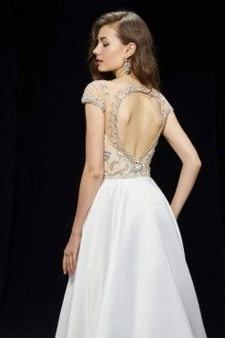 Angela & Alison - 81083 Bejeweled Illusion Jewel A-line Dress Formal Gowns