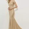 Formal Gowns Angela & Alison - 81084 Sequin Deep V-neck Sheath Dress