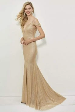 Formal Gowns Angela & Alison - 81084 Sequin Deep V-neck Sheath Dress
