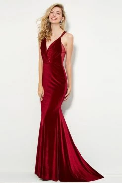 Formal Gowns Angela & Alison - 81102 Embellished Plunging V-neck Trumpet Dress
