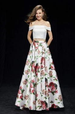 Angela & Alison - 81120 Two Piece Floral Printed Ballgown Formal Gowns